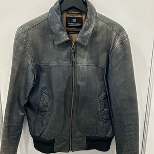 Vintage leather scotch&soda men’s jacket distressed navy